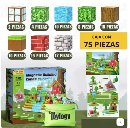 DivertiCraft™ Bloques Magnéticos Minecraft 75 piezas