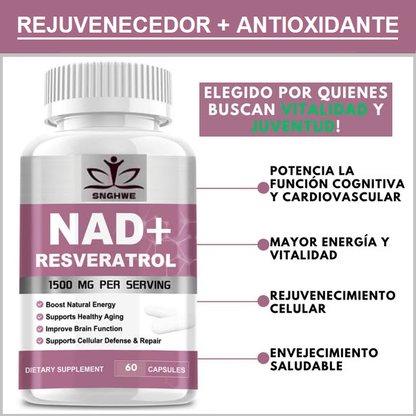 NAD+ con Resveratrol™ 1500mg (60 Capsulas) - ¡OFERTA LIMITADA!