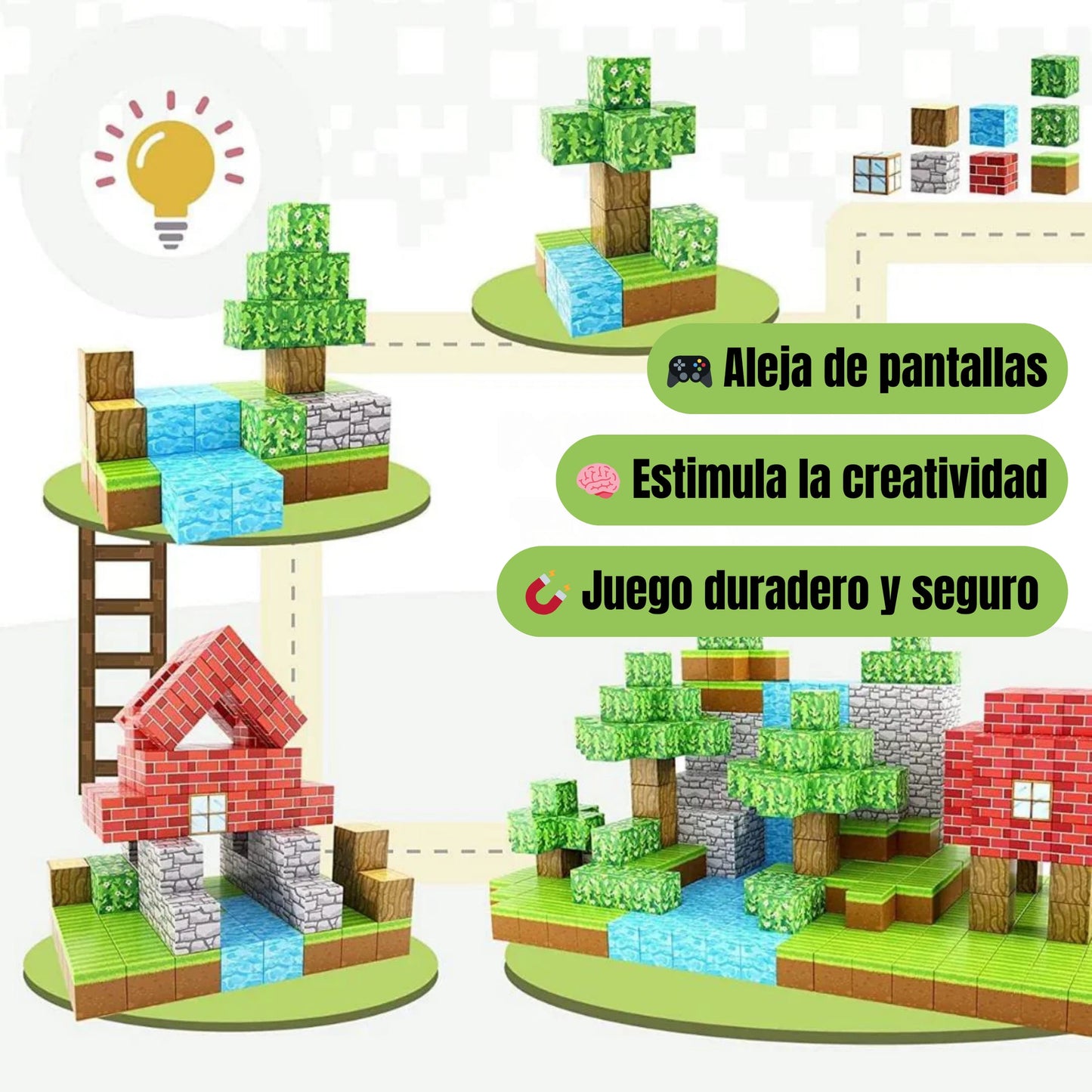 DivertiCraft™ Bloques Magnéticos Minecraft 75 piezas